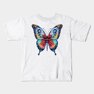 Stained Glass Colorful Butterfly #13 Kids T-Shirt